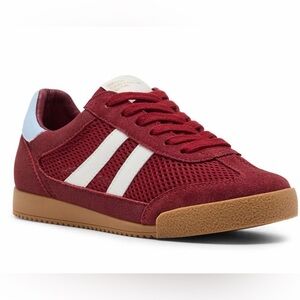 Steve Madden Red Suede & Mesh Sneaker with White Accent